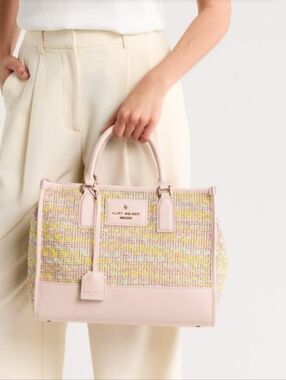 Kurt Geiger Pastel Pink Tweed Top-Handle Tote